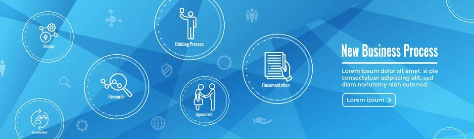 New Business Process Web Header Banner and Icon Set Stock Illustration