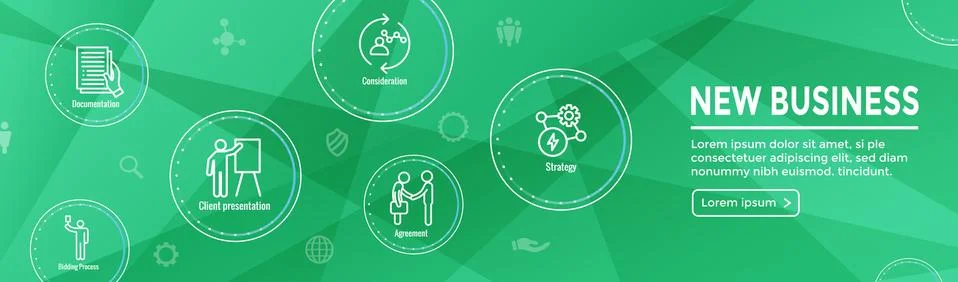 New Business Process Web Header Banner and Icon Set Stock Illustration