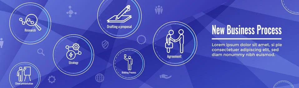 New Business Process Web Header Banner and Icon Set Illustrazione stock
