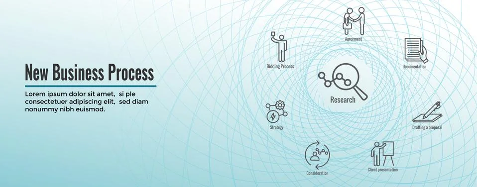 New Business Process Web Header Banner and Icon Set Stock Illustration