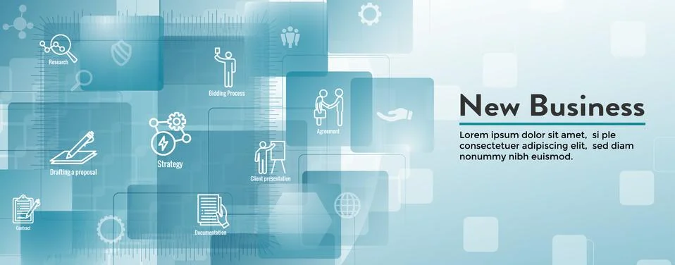 New Business Process Web Header Banner and Icon Set Stock Illustration