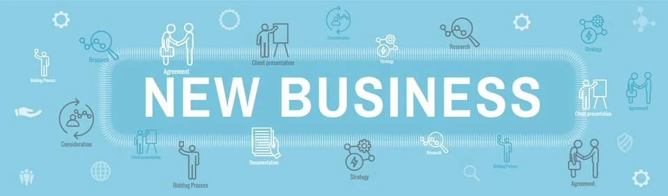 New Business Process Web Header Banner and Icon Set Illustrazione stock