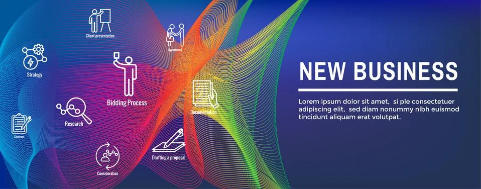 New Business Process Web Header Banner and Icon Set Stock Illustration