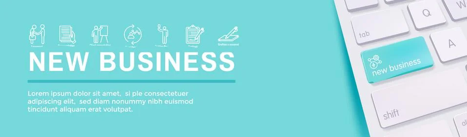 New Business Process Web Header Banner and Icon Set Stock Illustration
