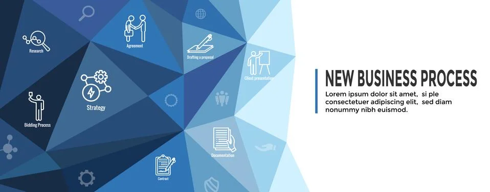 New Business Process Web Header Banner and Icon Set Stock Illustration
