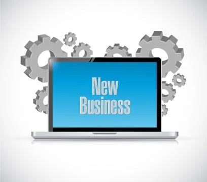 New business tech computer sign concept Illustrazione stock
