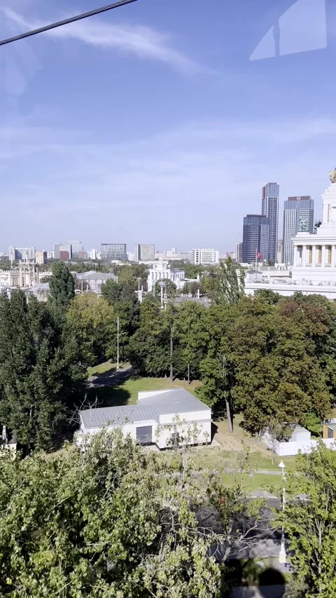New cableway on VDNKh. View from cabin Stock Footage 305753197