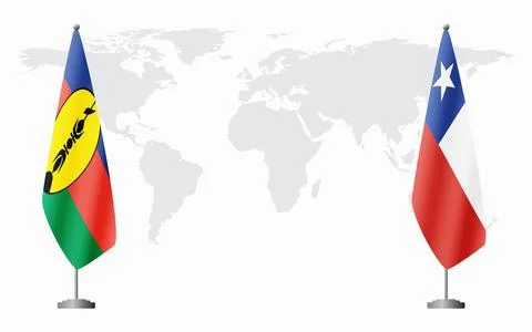 New Caledonia and Chile flags for official meeting Stock Illustration