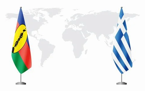 New Caledonia and Greece flags for official meeting Stock Illustration
