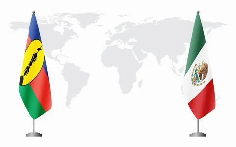New Caledonia and Mexico flags for official meeting Stock Illustration