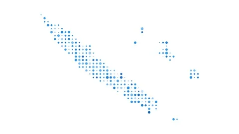 New Caledonia dotted digital map. Map of New Caledonia with pulsating colored... Stock Footage 229516994