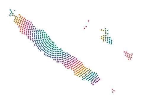 New Caledonia dotted map. Digital style shape of New Caledonia. Tech icon o.. Illustrazione stock