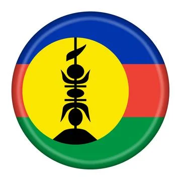 New Caledonia flag button with clipping path Stock Illustration