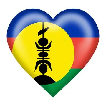 New Caledonia flag heart button Stock Illustration
