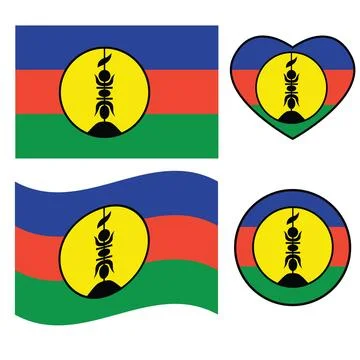 New Caledonia flag icon. Waving flag of New Caledonia. Heart New Caledonia Stock Illustration