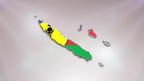 New Caledonia Flag on Map Stock Footage 277949468