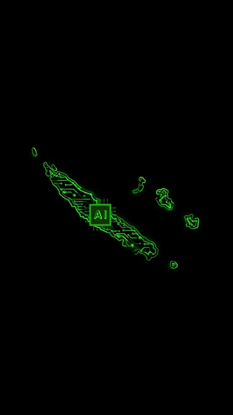 New Caledonia Map AI Chipset Technology Opener Video stock 337177480