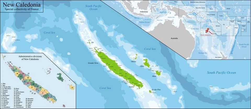 New Caledonia map Stock Illustration