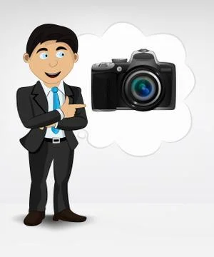 New camera in bubble idea concept of man in suit vector illustration Stock Illustration