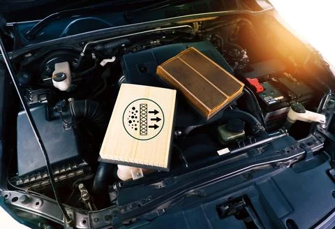 New car air filter to replace the old car air filter 스톡 사진