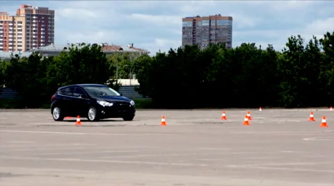 New car hard test drive fast motion on track Stock-Footage 6532280