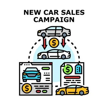 New car sales campaign vector concept managing purchases Stock Illustration