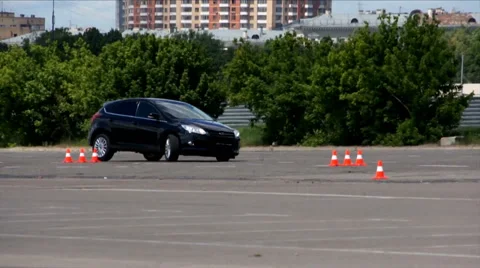 New car test drive move on track Stock Footage 43449542