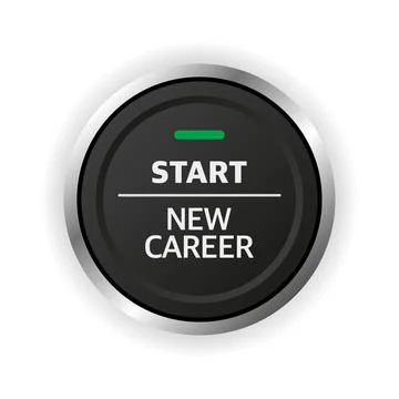 New career start button. Concept of occupational or professional retraining o Stockillustratie
