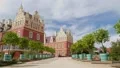 New Castle in Muskauer Park. Cross-border park placed in Germany and in Poland HD Footage