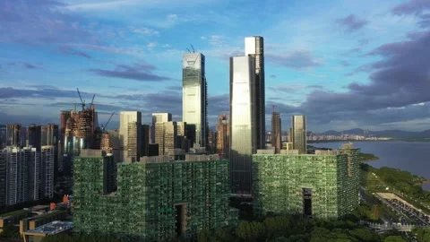 A new central business district under construction by Shenzhen Bay. Stock Footage 343872250