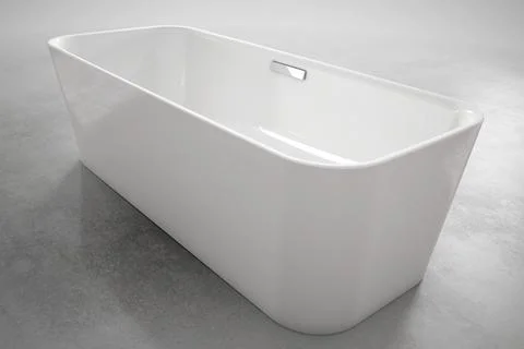 New ceramic bath, top view, bathroom interior Stock Photos