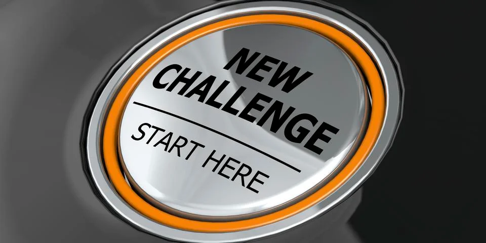 New challenge start here button on black background Stock Illustration