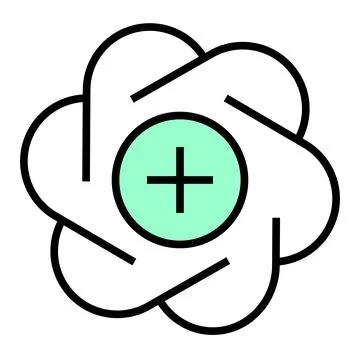 New Chat Icon of Green Circle with Plus Sign Surrounded by Interlocking Loop Stock Illustration