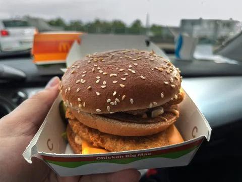 New Chicken Big Mac Experience Inside a Car Stock Photos