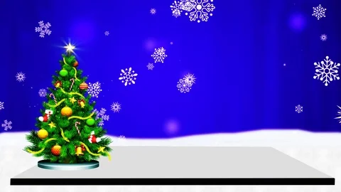 New Christmas Virtual Studio Set 4K Motion Background Blue 스톡 동영상 100141474
