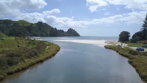 New Chums Beach in the Coromandel Peninsula, New Zealand. Stock Footage 100358516