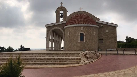 New Church Backside Tracking Shot. Ayios Epifanios Church, Ayia Napa, Cyprus Stock Footage 101253720