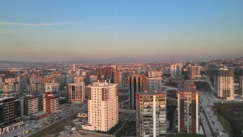 The New City Buildings Constructions at Sunset Stock Footage 174333908