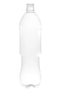 New, clean, empty plastic bottle on white background Foto stock