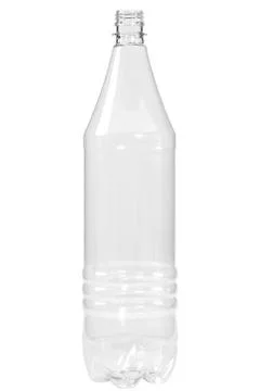 New, clean, empty plastic bottle on white background Stock Photos