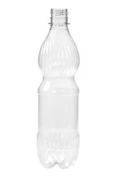 New, clean, empty plastic bottle on white background Foto stock