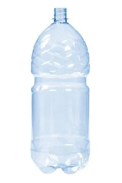 New, clean, empty plastic bottle blue color on white background 写真素材