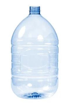New, clean, empty plastic bottle blue color on white background Stock Photos