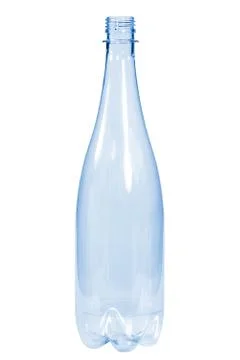 New, clean, empty plastic bottle blue color on white background 스톡 사진