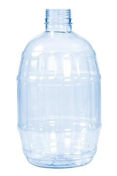 New, clean, empty plastic bottle blue color on white background Stock-Fotos