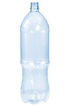 New, clean, empty plastic bottle blue color on white background Stock Photos