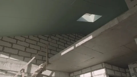 New Clean Loft Construction in the building house Stock Footage 71246686