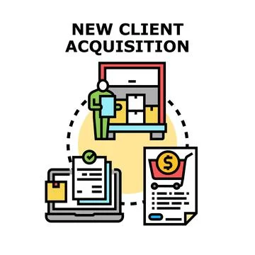 New client acquisition business development process concept Stock Illustration