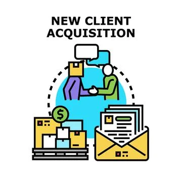 New client acquisition strategy developing business partnership Stock Illustration