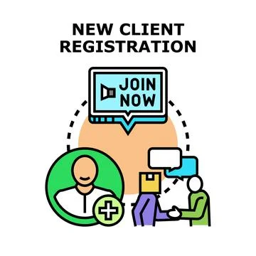 New client registration joining online community concept Stock Illustration